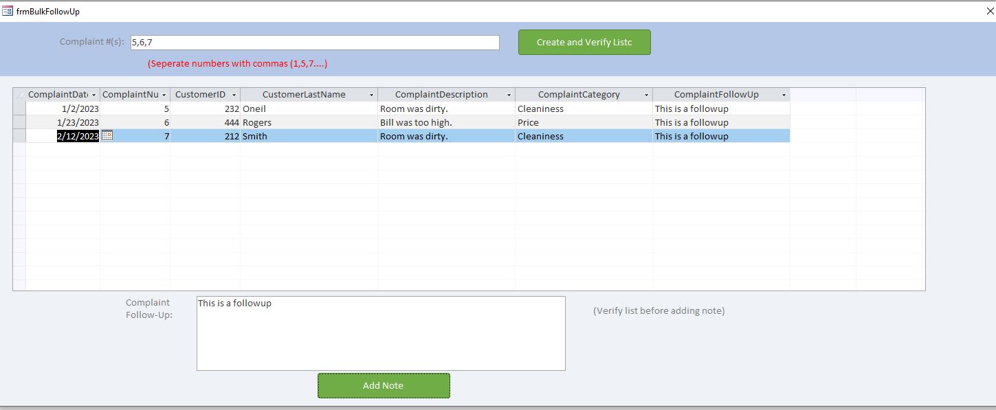 access data entry form multiple records